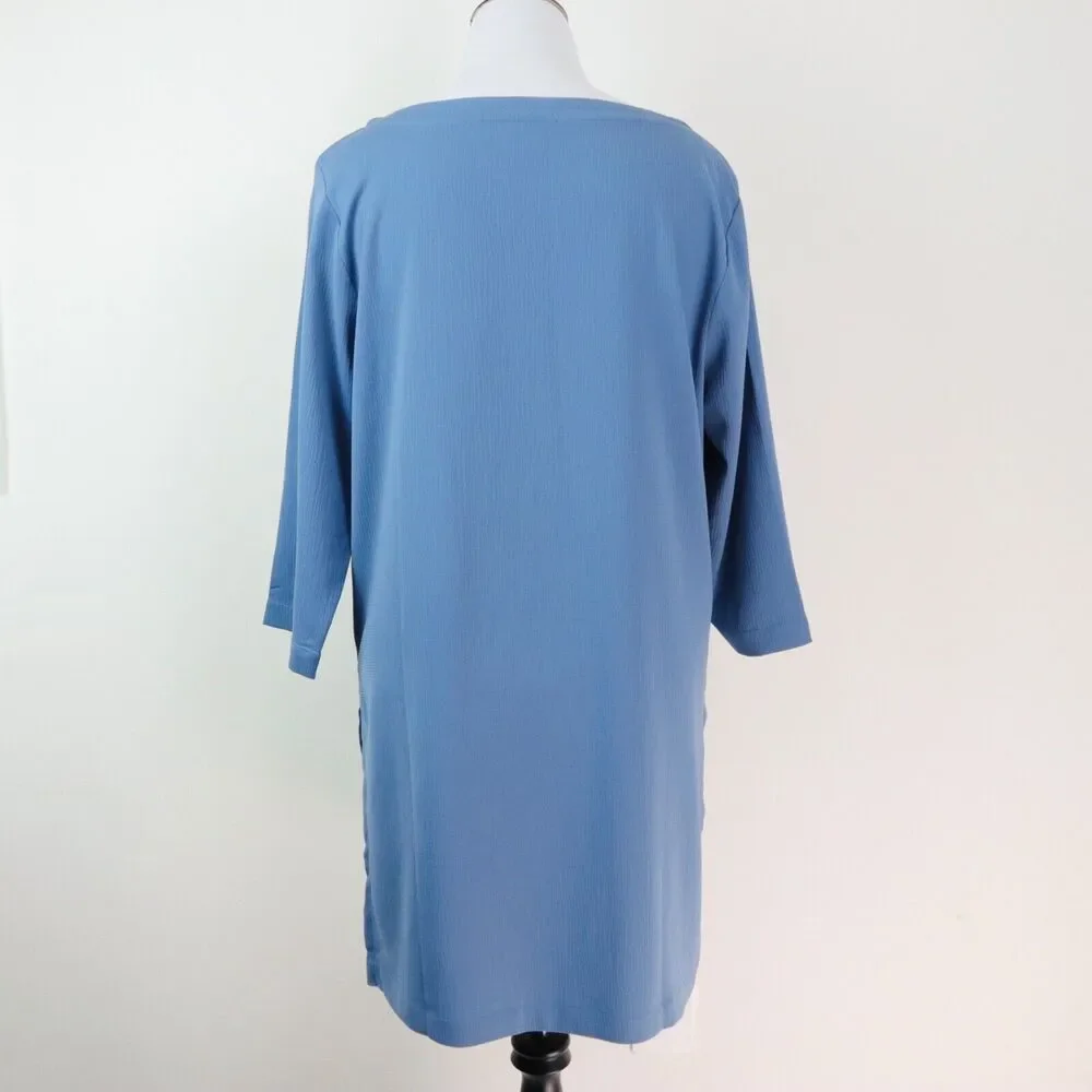 J Jill Size L Wearever Easy Care Boat Neck Tunic Top Moonlit Sky Blue - Picture 5 of 9